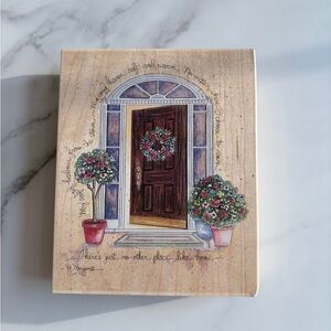 XL Vintage No Place Like Home wood-mounted rubber stamp Stamps Happen  90016